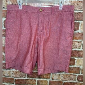 MENS J Crew 9 inch red chambray Gramercy 100% cotton shorts size 34